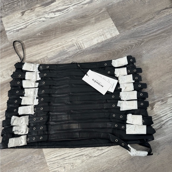 NWT Retrofete Ivory Leather Skirt Buckle - Picture 5 of 10